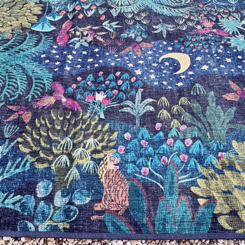 Ruggable Justina Blakeney Flatwoven W Pad Machine Wash Josephine Midnight 3'x5'